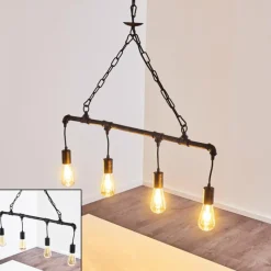 Lampes Industrielles-hofstein Suspension Kolyma Rouille, Noir, 4 lumières