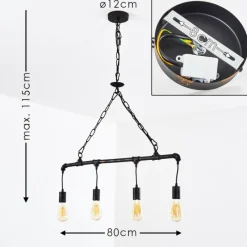 Lampes Industrielles-hofstein Suspension Kolyma Rouille, Noir, 4 lumières