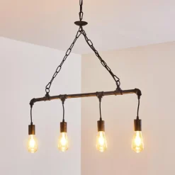 Lampes Industrielles-hofstein Suspension Kolyma Rouille, Noir, 4 lumières