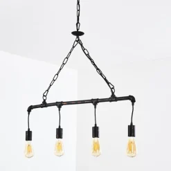Lampes Industrielles-hofstein Suspension Kolyma Rouille, Noir, 4 lumières