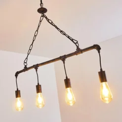 Lampes Industrielles-hofstein Suspension Kolyma Rouille, Noir, 4 lumières