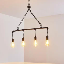 Lampes Industrielles-hofstein Suspension Kolyma Rouille, Noir, 4 lumières