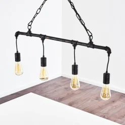 Lampes Industrielles-hofstein Suspension Kolyma Rouille, Noir, 4 lumières