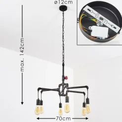 Lampes Industrielles-hofstein Suspension Kolyma Rouille, Noir, 6 lumières