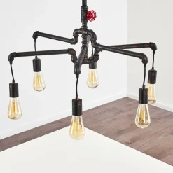 Lampes Industrielles-hofstein Suspension Kolyma Rouille, Noir, 6 lumières