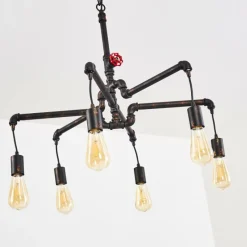 Lampes Industrielles-hofstein Suspension Kolyma Rouille, Noir, 6 lumières