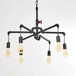 Lampes Industrielles-hofstein Suspension Kolyma Rouille, Noir, 6 lumières