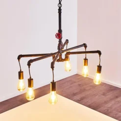 Lampes Industrielles-hofstein Suspension Kolyma Rouille, Noir, 6 lumières