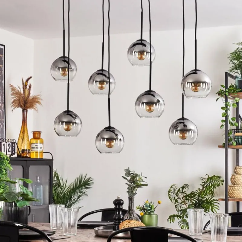 hofstein Suspension Koyoto Clair, Fumé, 8 lumières