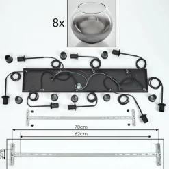 hofstein Suspension Koyoto Clair, Fumé, 8 lumières