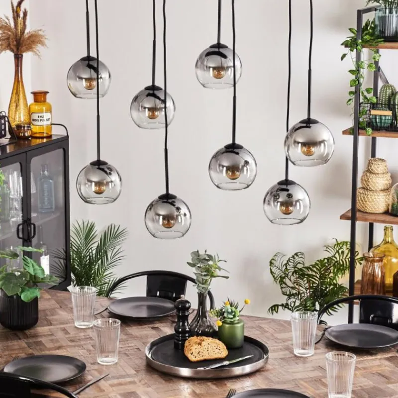 hofstein Suspension Koyoto Clair, Fumé, 8 lumières