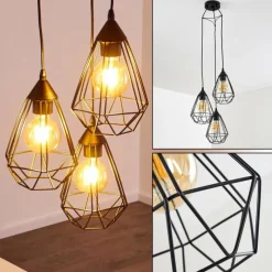 Lampes Vintages & Rétros-hofstein Suspension Kunir Noir, 3 lumières