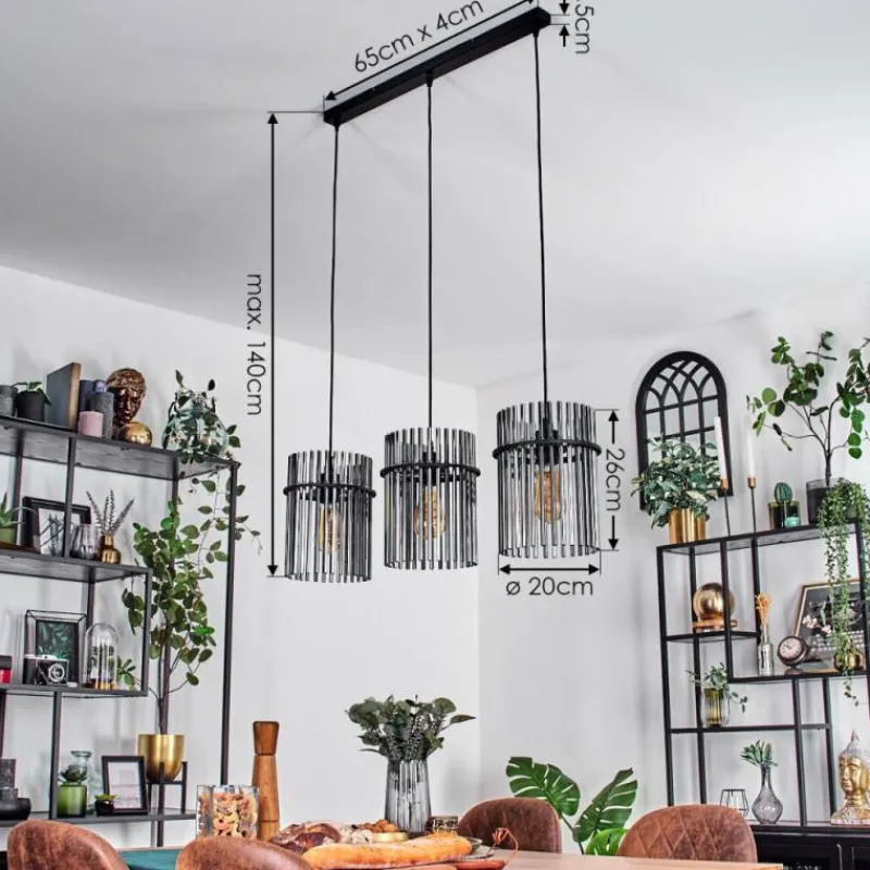 hofstein Suspension Lagielas Noir, 3 lumières