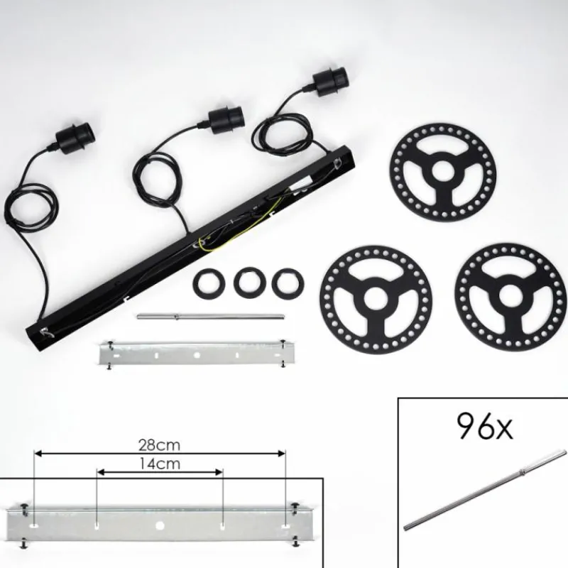 hofstein Suspension Lagielas Noir, 3 lumières