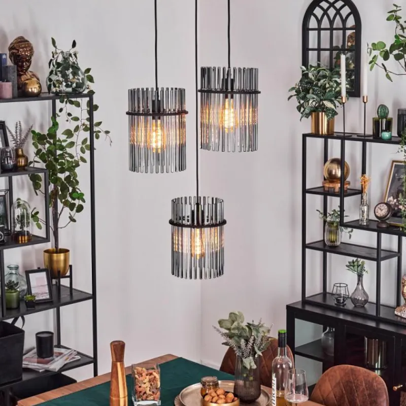 hofstein Suspension Lagielas Noir, 3 lumières