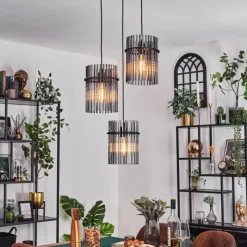 hofstein Suspension Lagielas Noir, 3 lumières