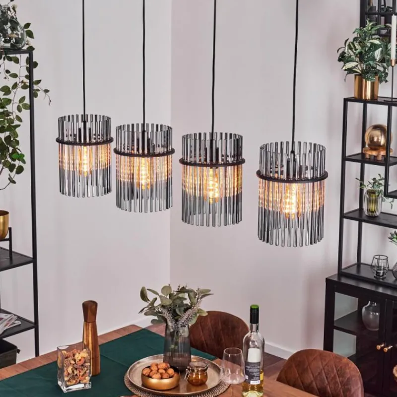 hofstein Suspension Lagielas Noir, 4 lumières