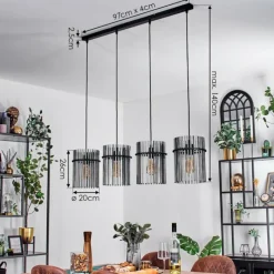 hofstein Suspension Lagielas Noir, 4 lumières