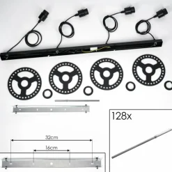hofstein Suspension Lagielas Noir, 4 lumières