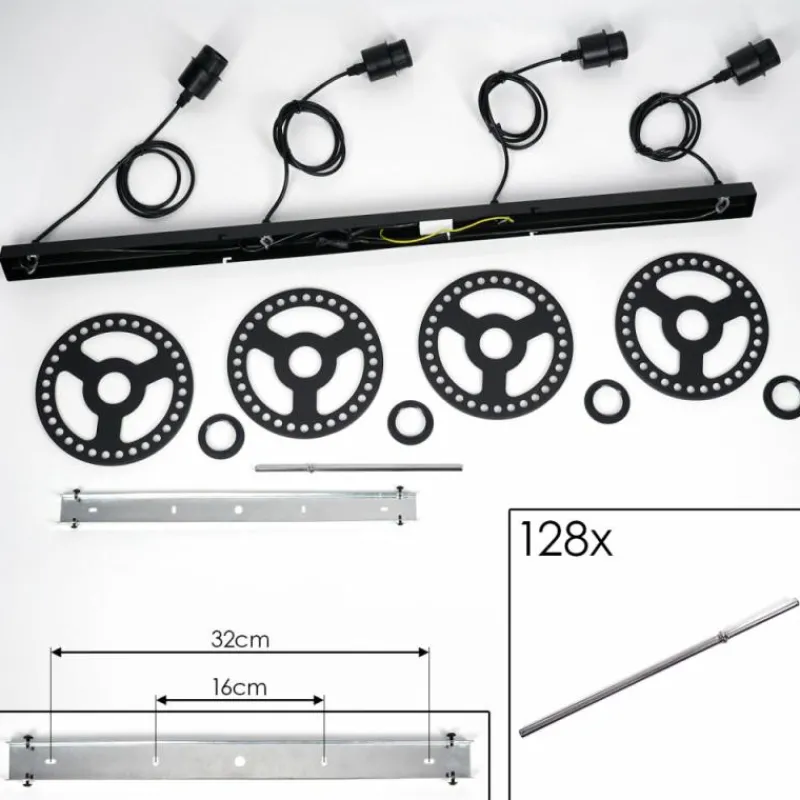 hofstein Suspension Lagielas Noir, 4 lumières