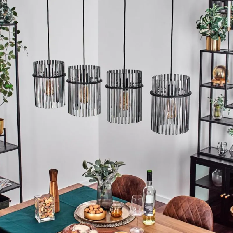 hofstein Suspension Lagielas Noir, 4 lumières