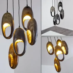 Lampes Vintages & Rétros-hofstein Suspension Lamington Noir, Argenté, 5 lumières