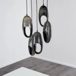 Lampes Vintages & Rétros-hofstein Suspension Lamington Noir, Argenté, 5 lumières