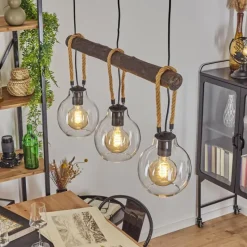 Lampes Industrielles-hofstein Suspension Landrienne Brun, Écru, Noir, 3 lumières