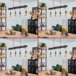 Style Boho-Chic-hofstein Suspension Larifano Brun, Noir, 4 lumières