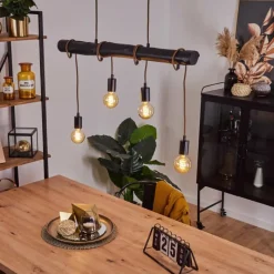 Style Boho-Chic-hofstein Suspension Larifano Brun, Noir, 4 lumières