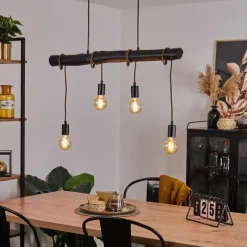 Style Boho-Chic-hofstein Suspension Larifano Brun, Noir, 4 lumières