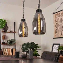 Suspension Verre Fumé-hofstein Suspension Larobe Noir, 2 lumières