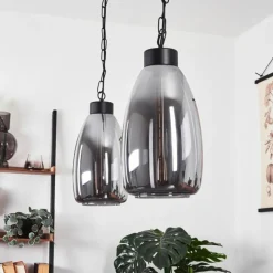 Suspension Verre Fumé-hofstein Suspension Larobe Noir, 2 lumières