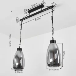 Suspension Verre Fumé-hofstein Suspension Larobe Noir, 2 lumières