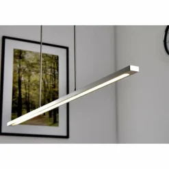 hofstein Suspension LED Masterlight Real 2 Acier inoxydable, Nickel mat, 1 lumière