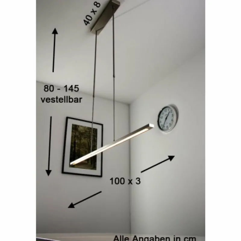 hofstein Suspension LED Masterlight Real 2 Acier inoxydable, Nickel mat, 1 lumière