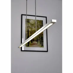 hofstein Suspension LED Masterlight Real 2 Acier inoxydable, Nickel mat, 1 lumière