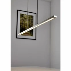 hofstein Suspension LED Masterlight Real 2 Acier inoxydable, Nickel mat, 1 lumière