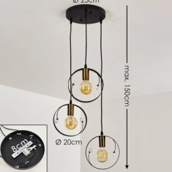 Lampes Dorées-hofstein Suspension Leentje Or, Noir, 3 lumières