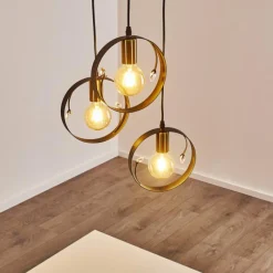 Lampes Dorées-hofstein Suspension Leentje Or, Noir, 3 lumières