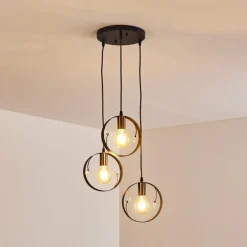 Lampes Dorées-hofstein Suspension Leentje Or, Noir, 3 lumières