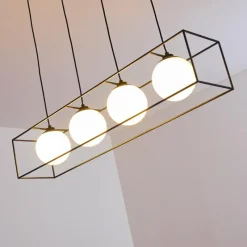 hofstein Suspension Legano Noir, Blanc, 4 lumières