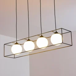 hofstein Suspension Legano Noir, Blanc, 4 lumières