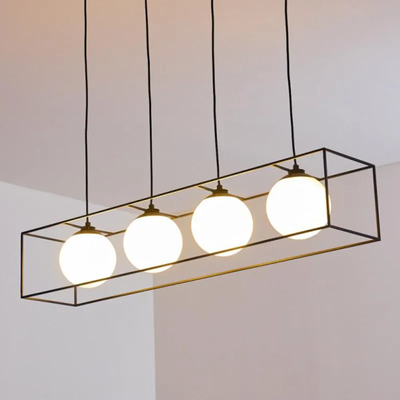hofstein Suspension Legano Noir, Blanc, 4 lumières