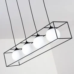hofstein Suspension Legano Noir, Blanc, 4 lumières