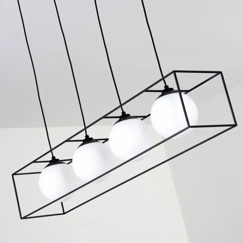 hofstein Suspension Legano Noir, Blanc, 4 lumières