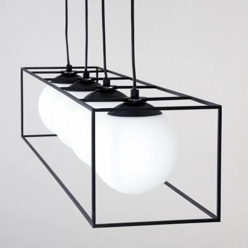 hofstein Suspension Legano Noir, Blanc, 4 lumières