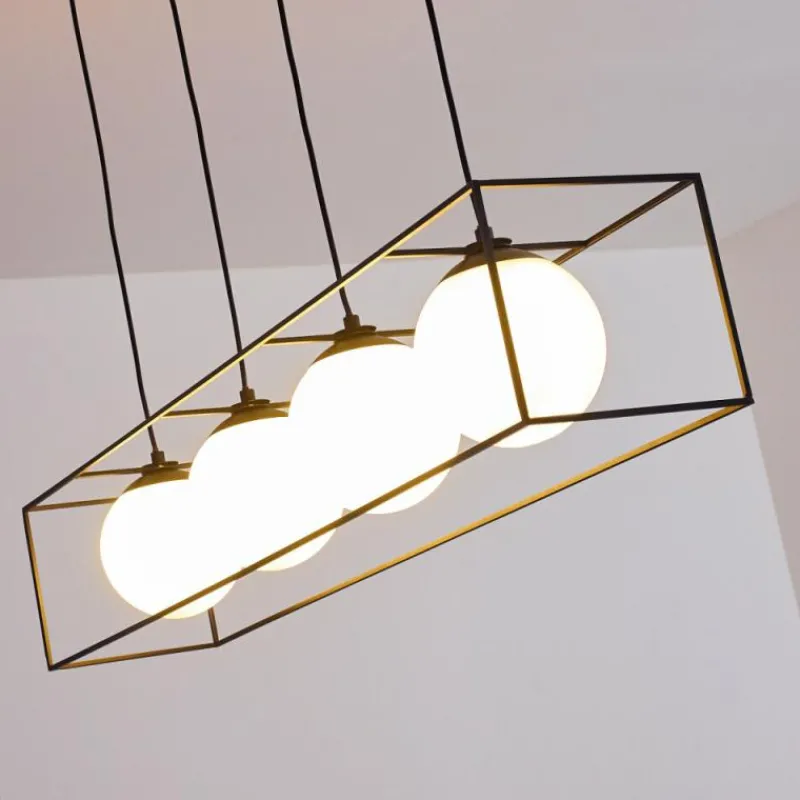 hofstein Suspension Legano Noir, Blanc, 4 lumières