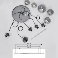 Suspension Verre Fumé-hofstein Suspension Leissigen Argent Oxydé, 5 lumières