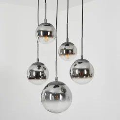 Suspension Verre Fumé-hofstein Suspension Leissigen Argent Oxydé, 5 lumières